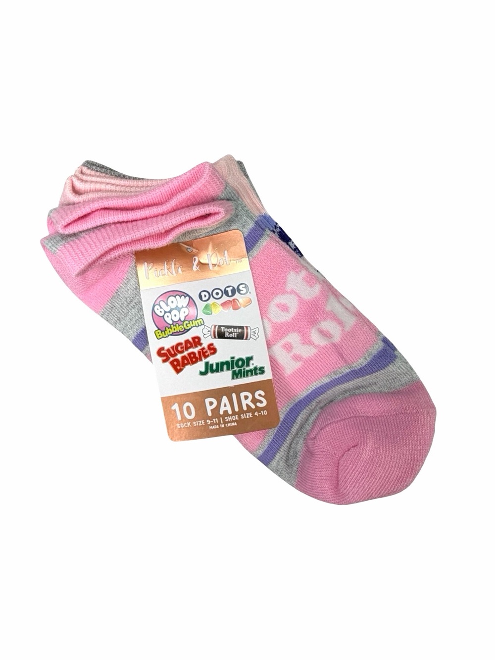 Pickle & Dot 10 Pairs Low Cut Candy Socks - Sock Size 9-11 (Shoe Sizes 4-10)